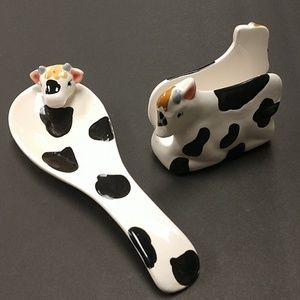 Cow spoon and napkin holder
